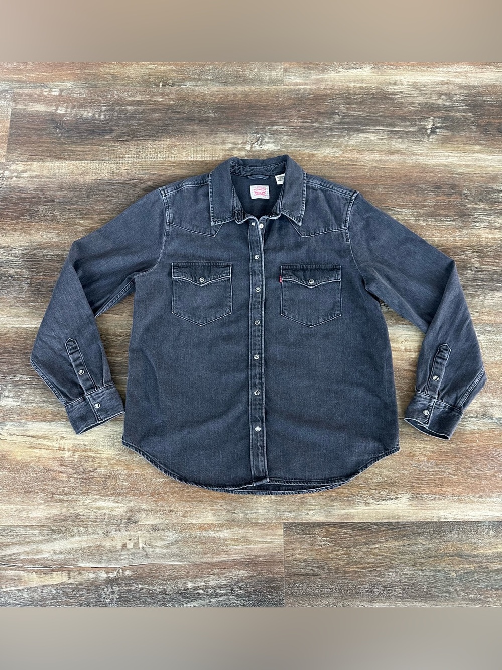 Levi's Dark Gray Button Down Denim Shirt